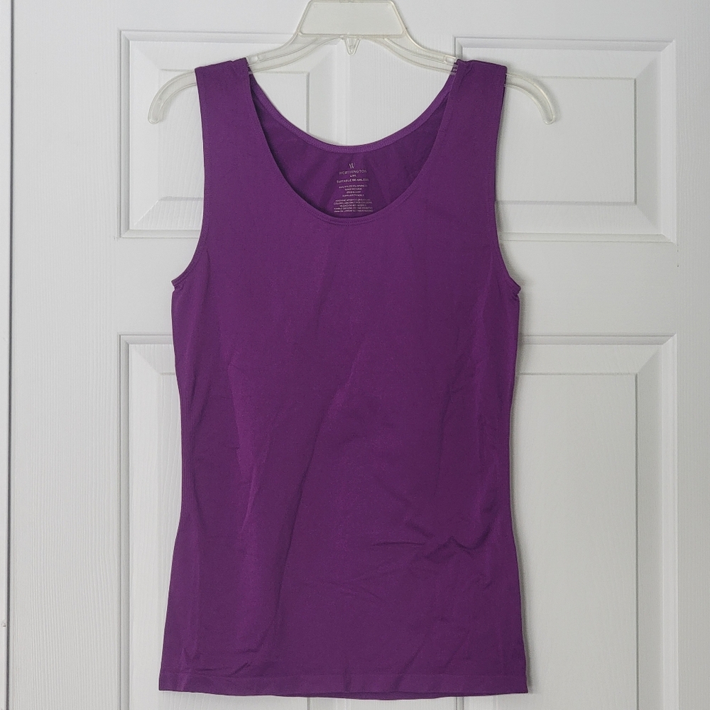 Worthington womans sleeveless purple workout activewear seamless shirt size L/XL